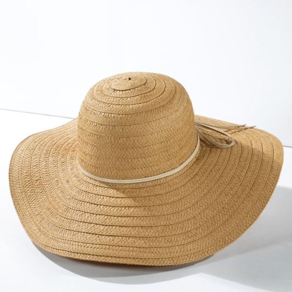 SOLD OUT Natural Wide Brim Sun Beach Vacation Woven Floppy Hat - Picture 5 of 6